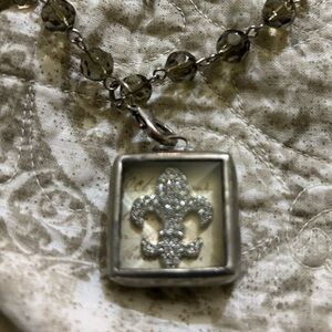 Jewel Kade crystal necklace and Eiffel Tower/Fleur de Lis pendant/charm.